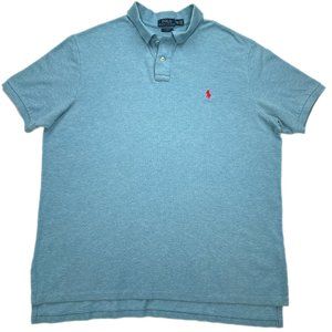 Blue x/Red Logo Polo Ralph Lauren The Iconic Mesh Polo Shirt Custom Fit - Sz XXL